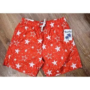 Trunks Surf & Swim Patriotic Red Men's Swim Trunks with Star Pattern Size Medium